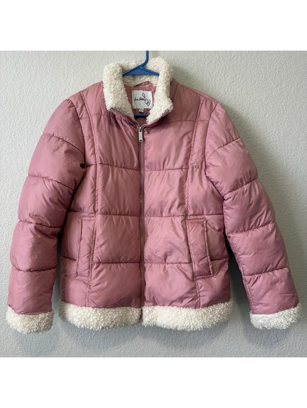 Sam Edelman Girls Star Pink Puffer Jacket Missing Hoodie Size L (14/16)